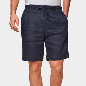 Gutteridge Navy Blue Linen Shorts